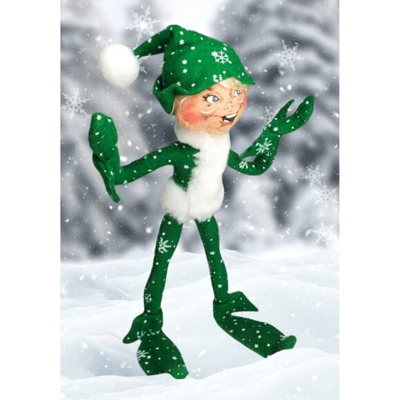 2007 Annalee Snowflake Elf Pixie Shelf Sitter 9" Green Posable Christmas Holiday - Picture 1 of 15